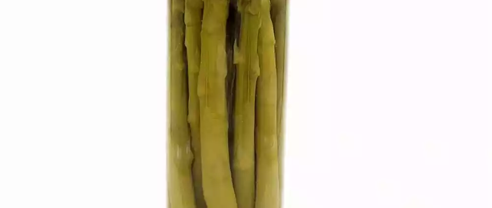 Green asparagus in glass jar